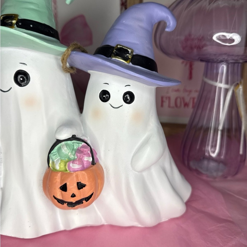 Summerween Pastel Ghost Trick or Treat Trio Decor - Picture 4 of 5